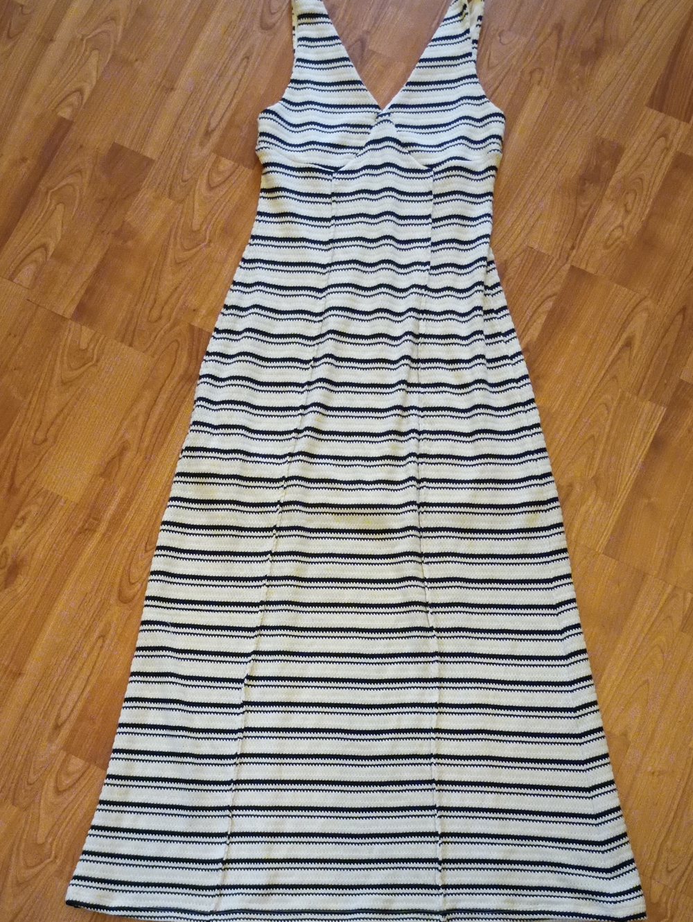 Universal Thread Black and White Striped V-Neck Maxi Dress